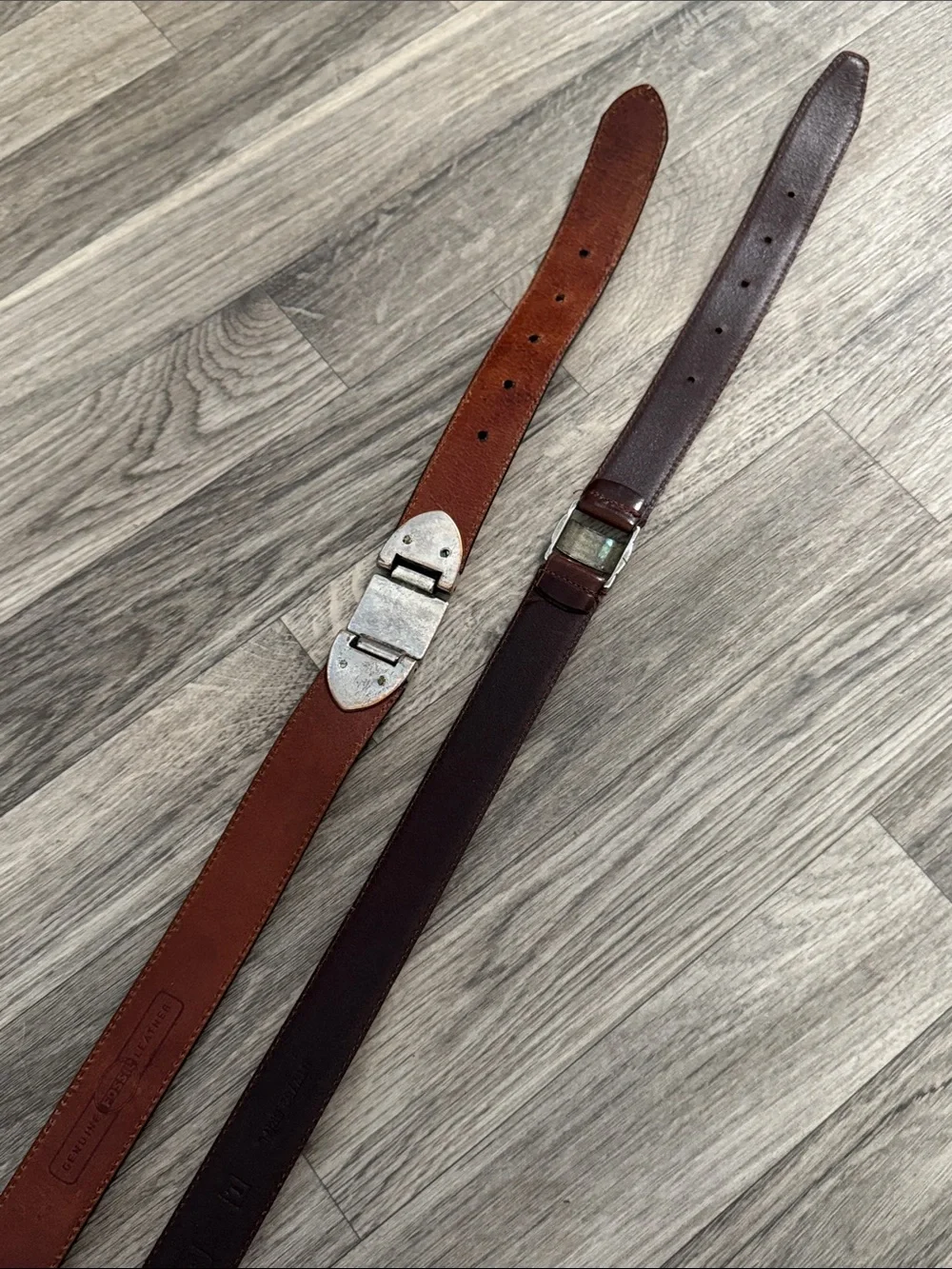 Bundle of 2 Fossil leather belts women’s sz L
